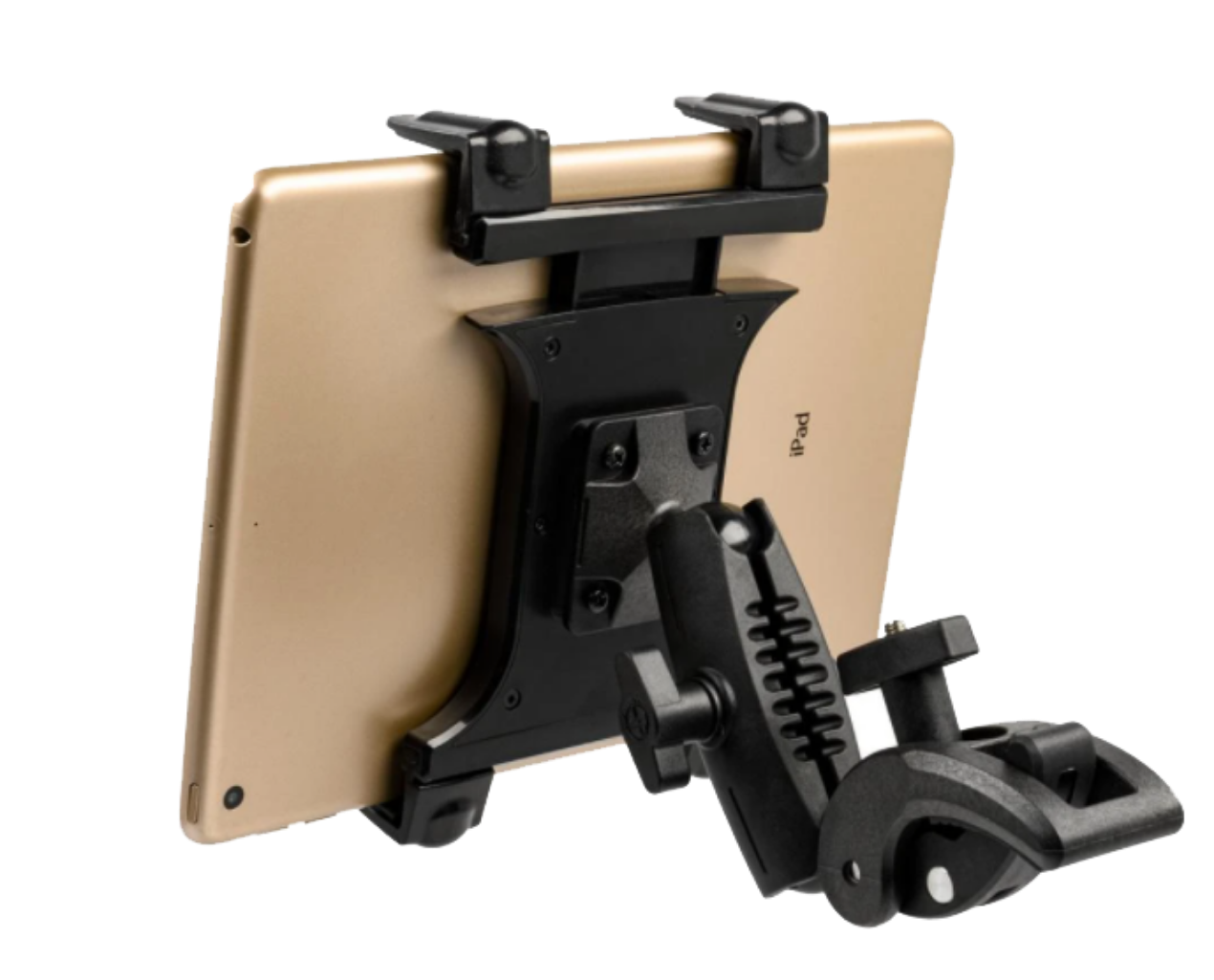 Pole Mount Tablet Holder Back View with Tablet