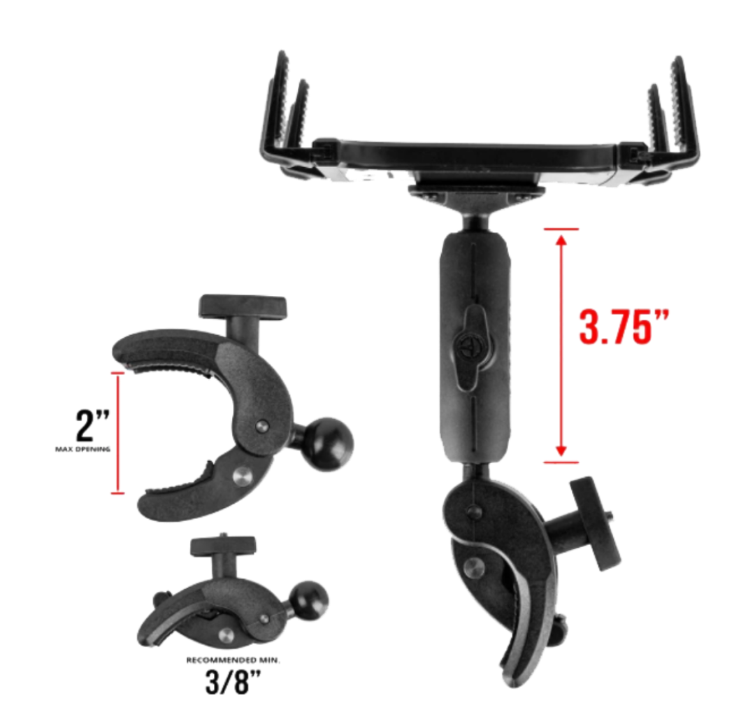 Pole Mount Tablet Holder Top View with Measurements