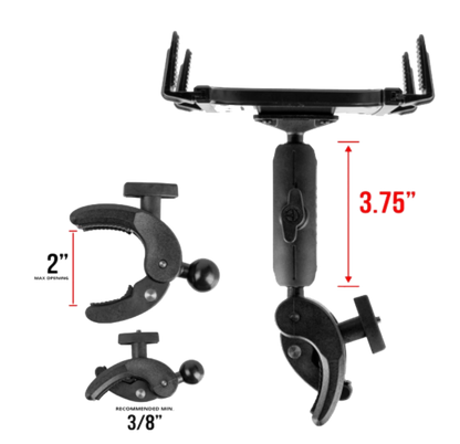 Pole Mount Tablet Holder Top View with Measurements
